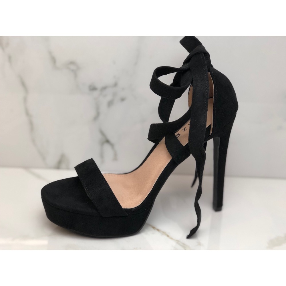 Black Tie-up Heels - Picture 3 of 3